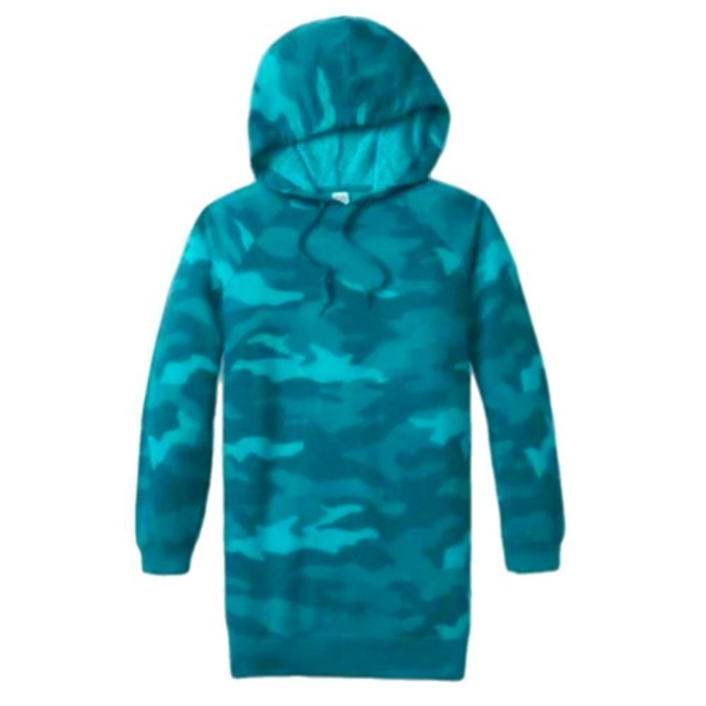 Victorias Secret Pink Cozy Fleece Dress Hoodie Pullover long sleeve blue Camo Xl - Picture 1 of 8